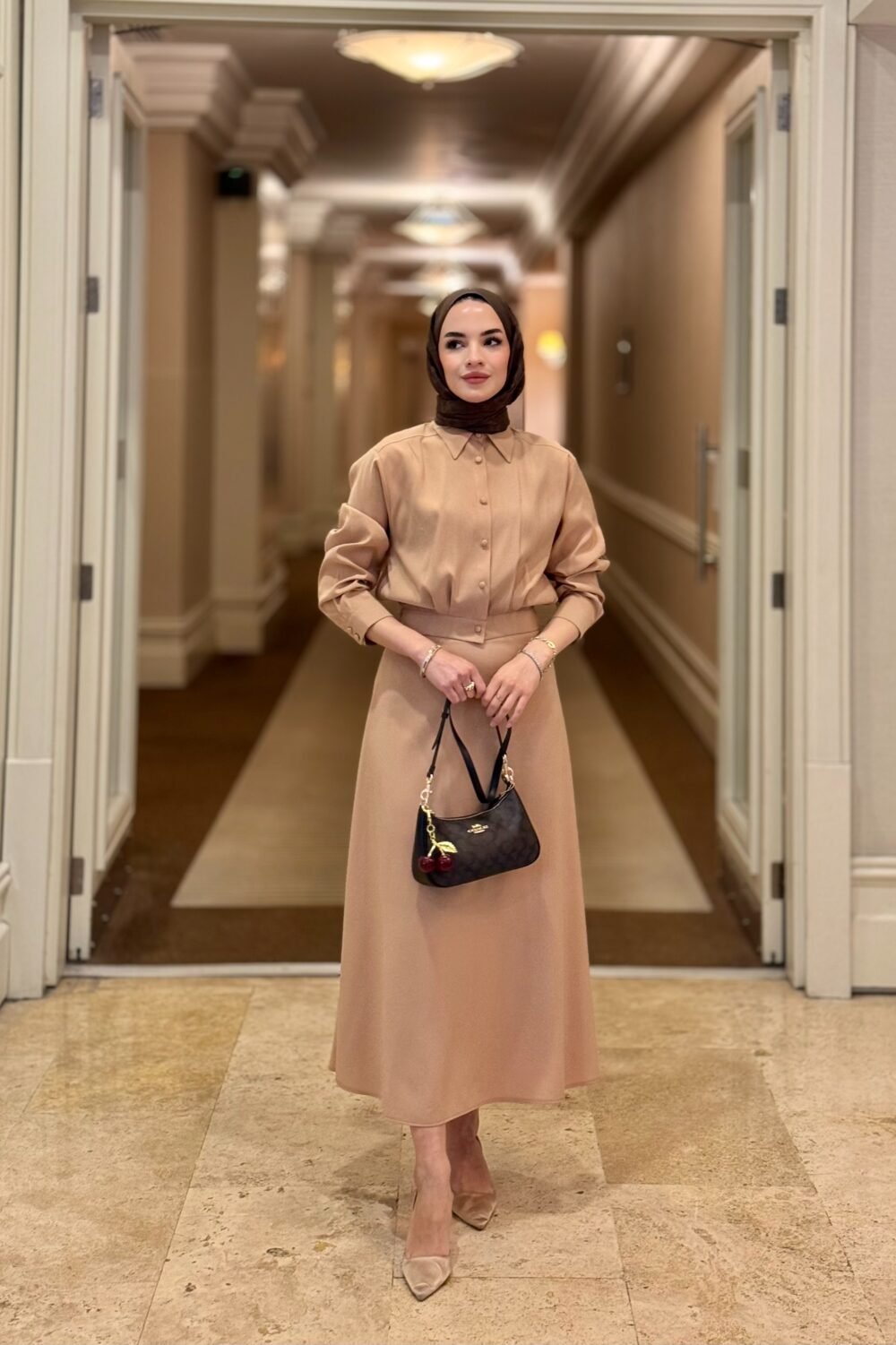 Farah Etekli Takım Camel Renk