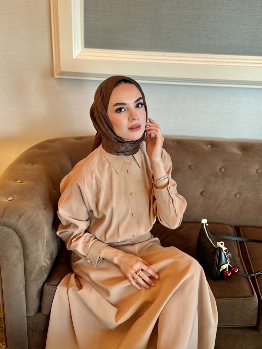 Farah Etekli Takım Camel Renk - Görsel 5