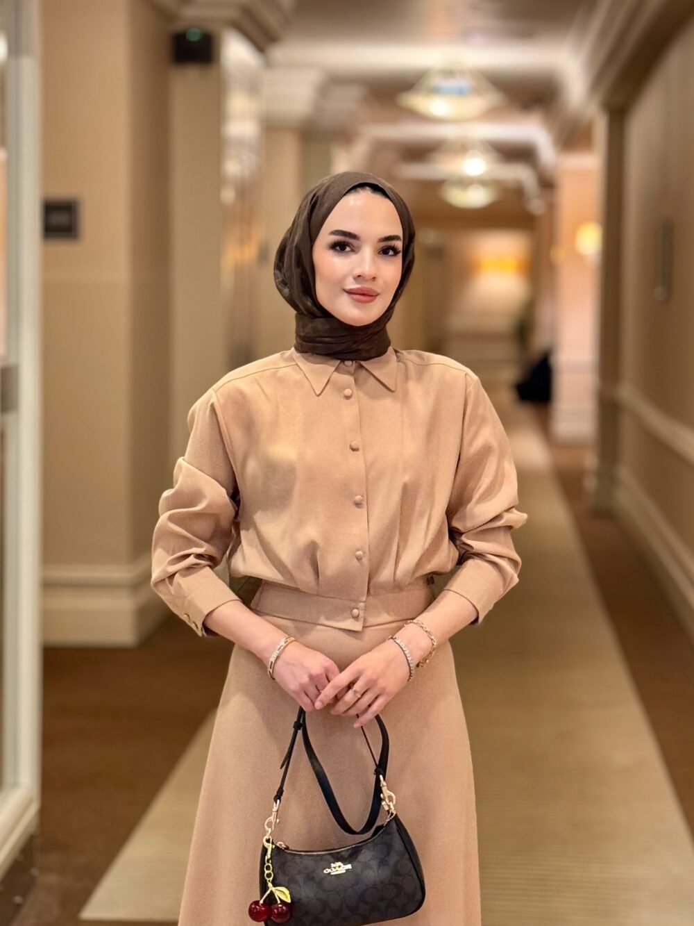 Farah Etekli Takım Camel Renk - Görsel 3