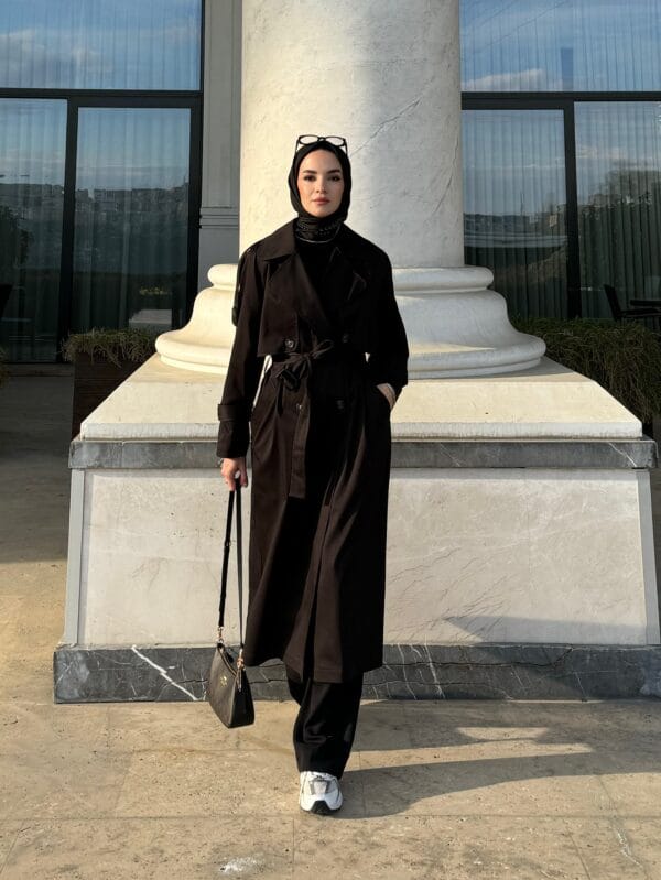 Oversize Trençkot Siyah Renk