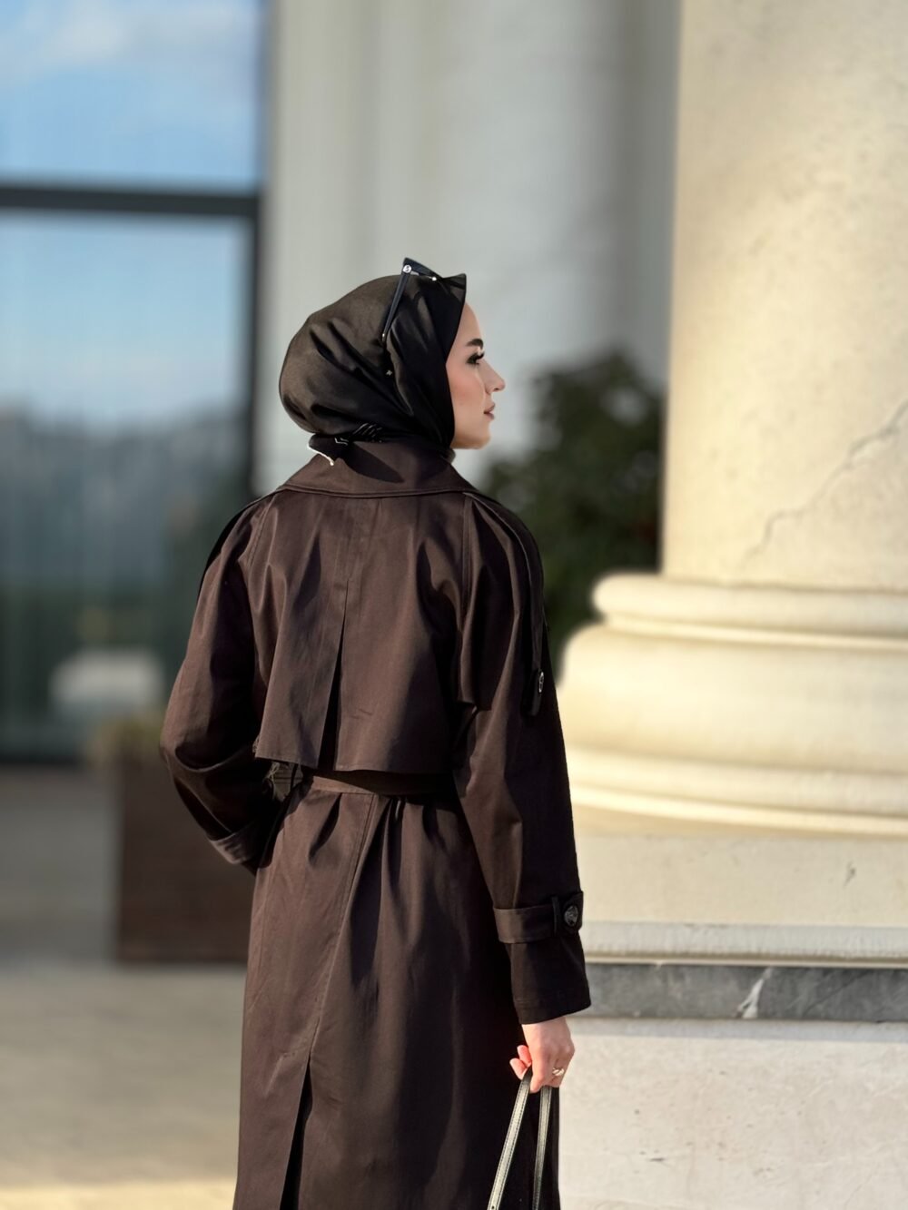 Oversize Trençkot Siyah Renk - Görsel 4