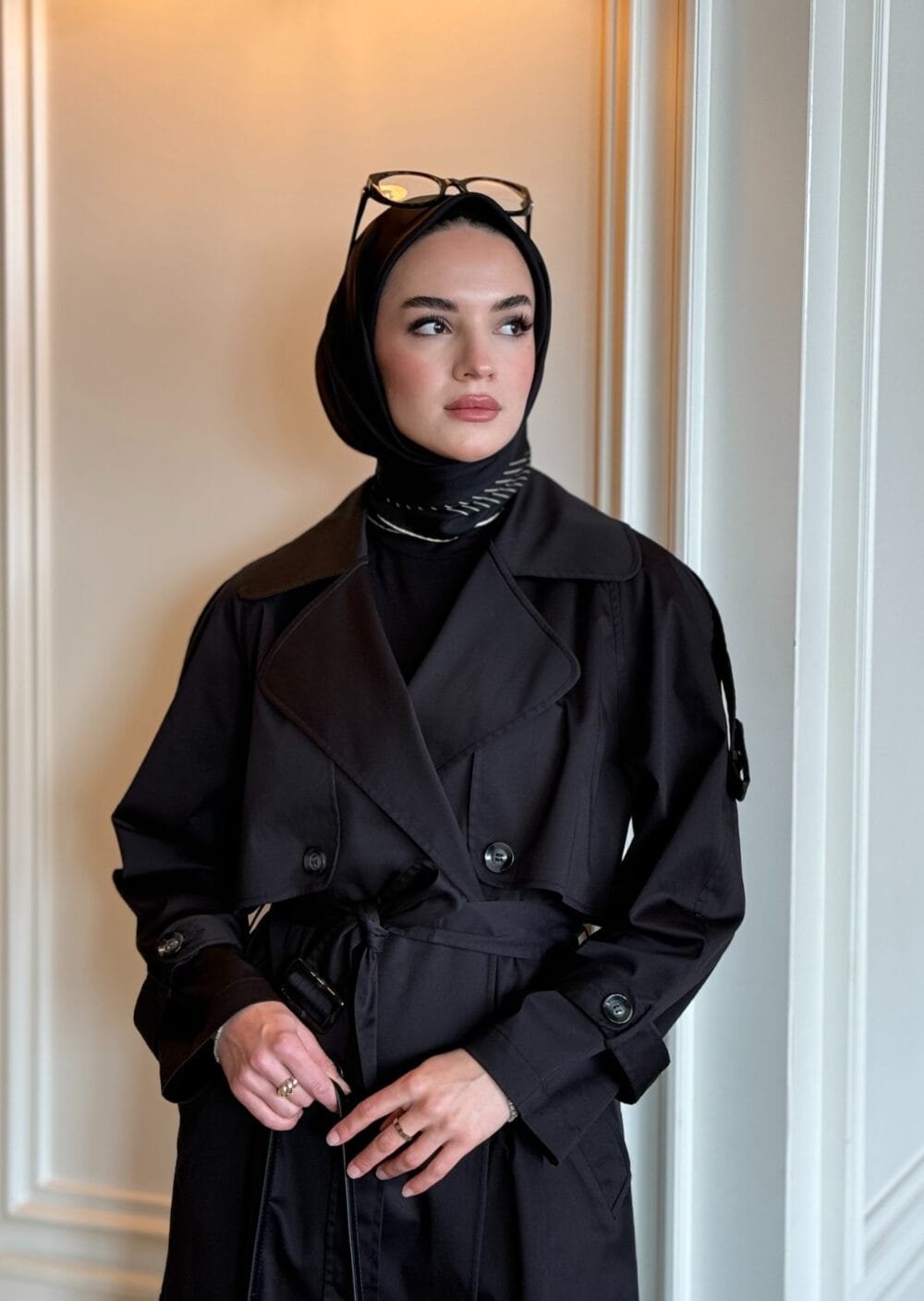 Oversize Trençkot Siyah Renk - Görsel 3