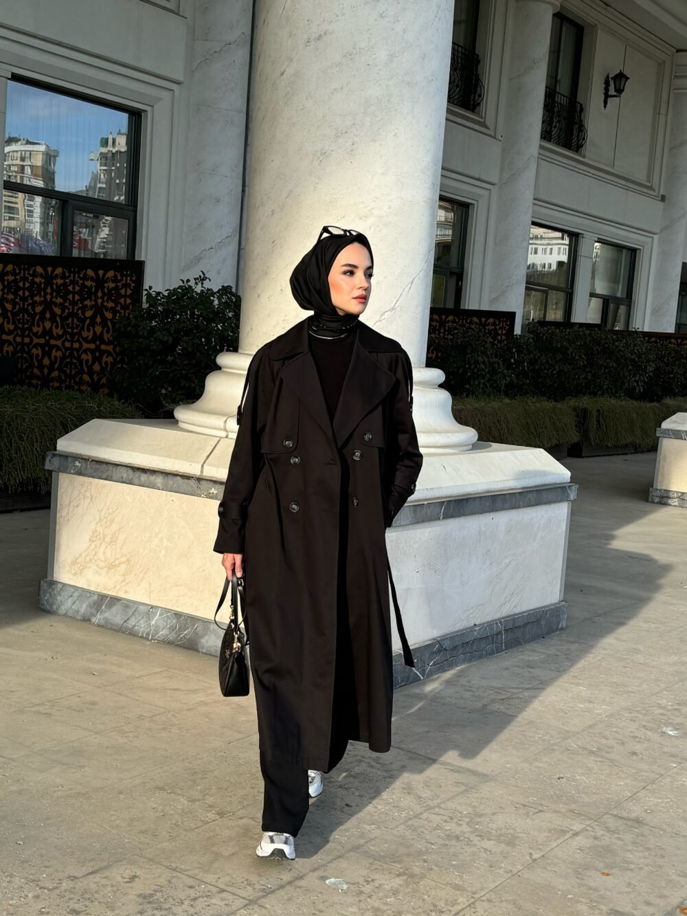 Oversize Trençkot Siyah Renk - Görsel 2